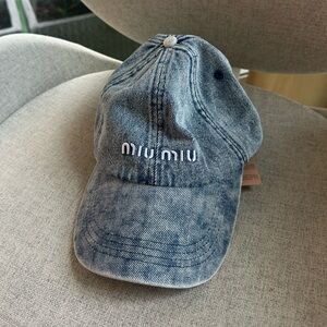 Authentic Miu Miu Distressed Denim Cap
